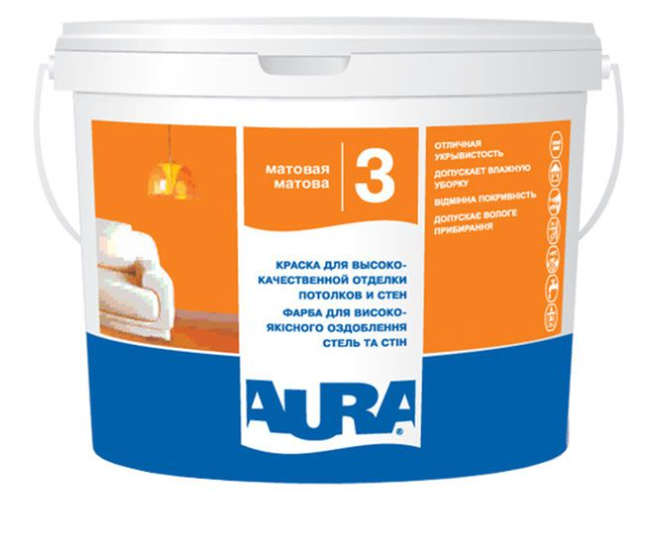 Фарба акрилатна водоемульсійна Aura® Luxpro 3 глибокий мат білий 2,5 л